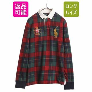 ラルフローレン(Ralph Lauren)のビッグポニー ポロ ラルフローレン チェック 長袖 ラガーシャツ メンズ M POLO 長袖シャツ ラグビー ヘビーウェイト コットン マルチカラー(シャツ)