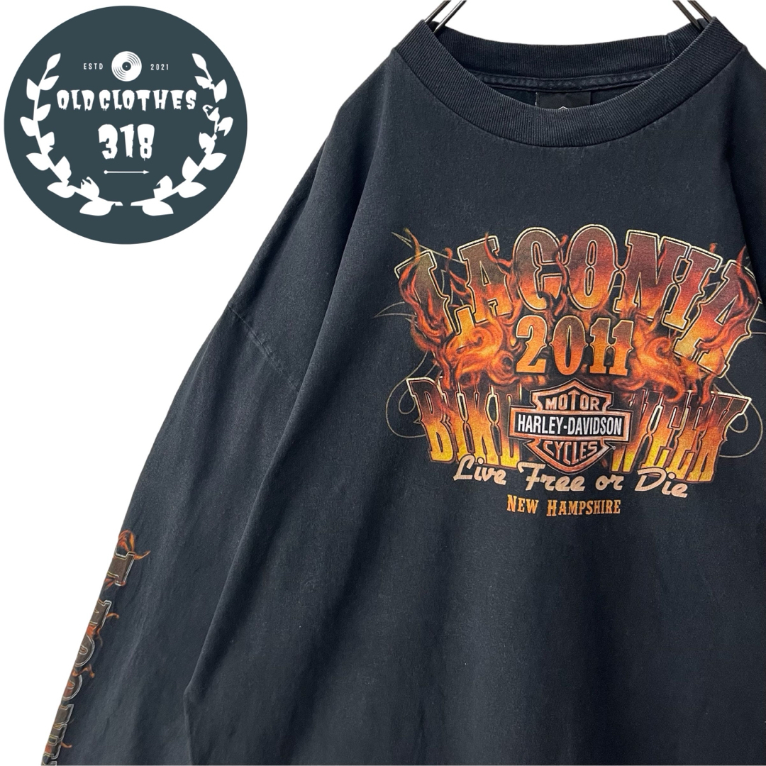 Harley Davidson(ハーレーダビッドソン)の【HARLEY DAVIDSON】L/S Tee デカロゴ スリーブロゴ 2XL メンズのトップス(Tシャツ/カットソー(七分/長袖))の商品写真