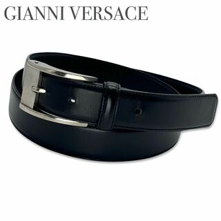 Gianni Versace - ジャンニ ヴェルサーチ B レザー ベルト メンズ 紳士 ブラック シルバー