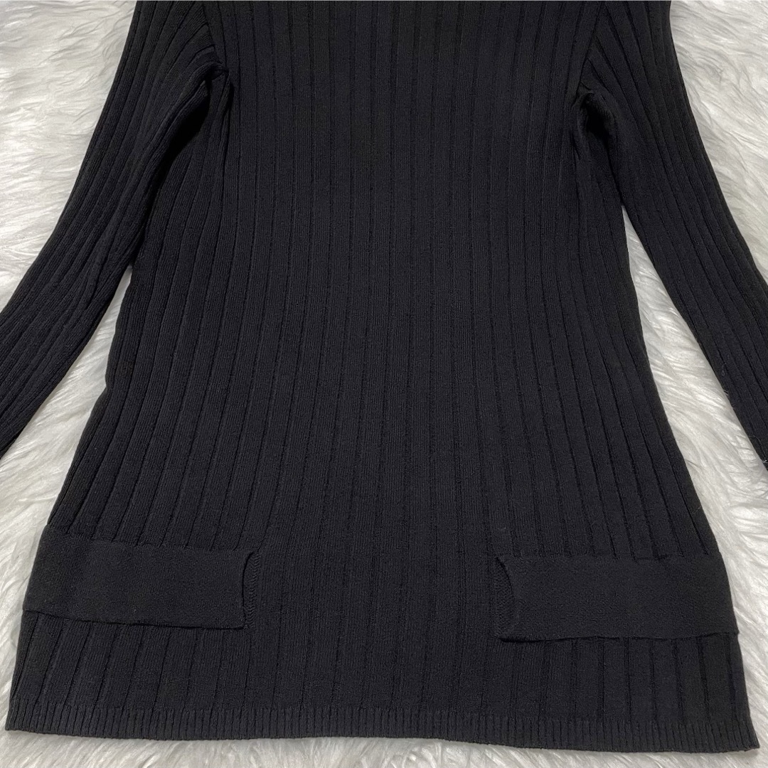 CHANEL(シャネル)の本物 シャネル 装飾付 長袖 リブ ニット セーター カットソー 42 黒 レディースのトップス(ニット/セーター)の商品写真