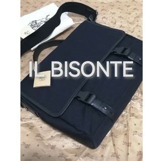 イルビゾンテ(IL BISONTE)の★新品・メンズ★【 IL BISONTE】ショルダーバッグ　キャンバス素材　黒(ショルダーバッグ)