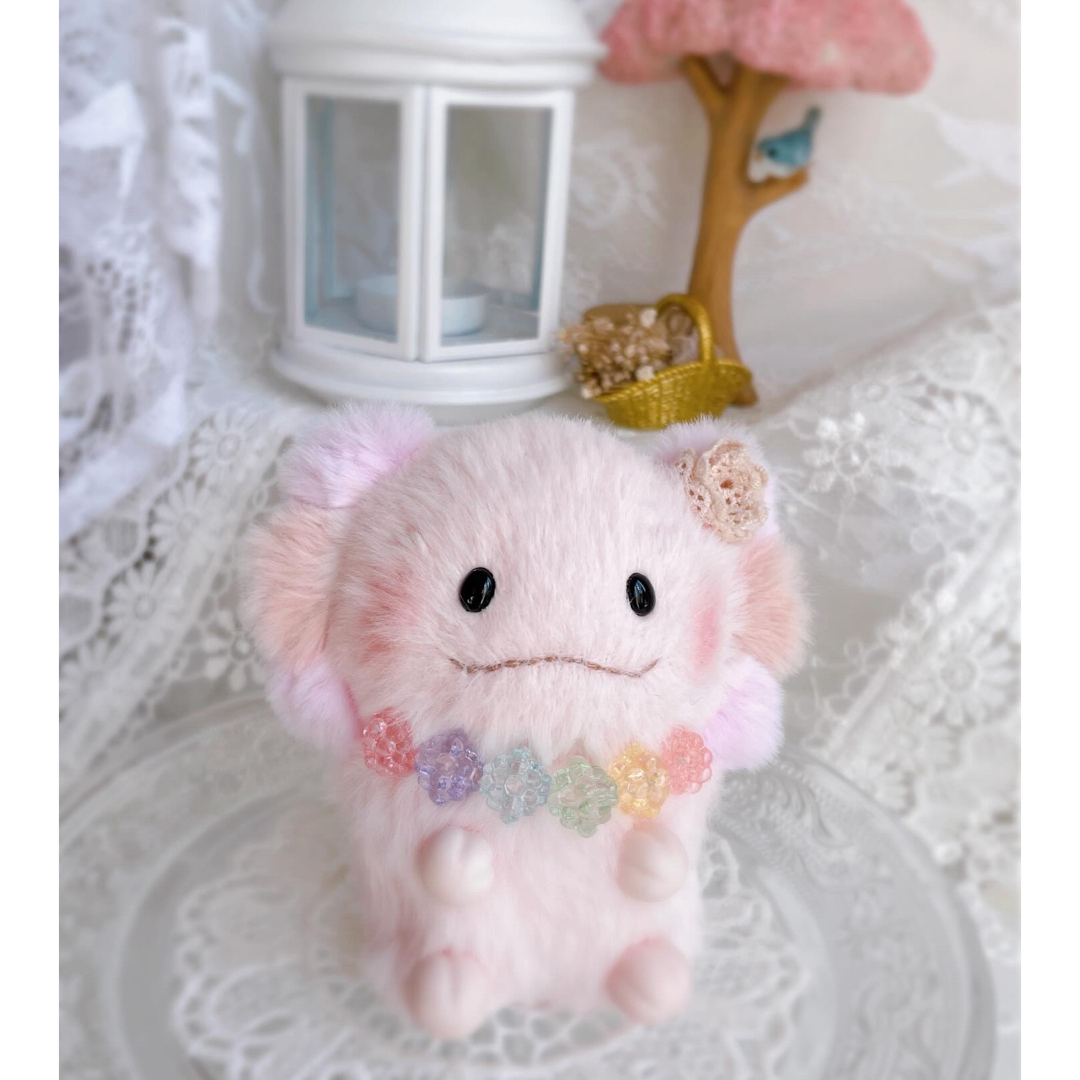 New ★ハンドメイドぬいぐるみ★ こんぺいとうちゃん☆ 桜ウーパールーパー① ハンドメイドのぬいぐるみ/人形(ぬいぐるみ)の商品写真