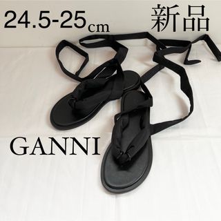 GANNI ガニー　フラットサンダル　ブラック　24.5-25cm(サンダル)