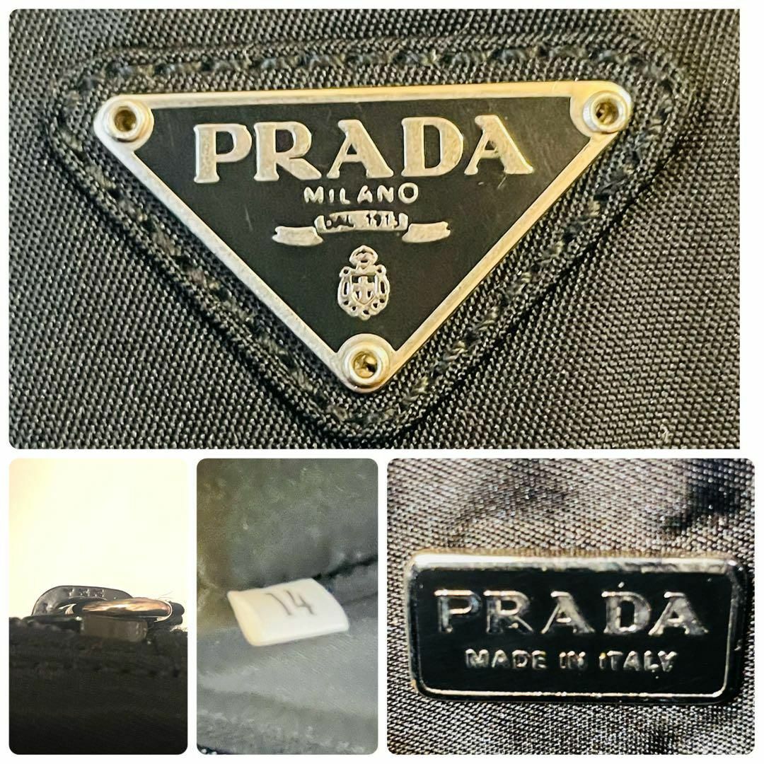 PRADA(プラダ)の美品＊PRADA ショルダーバッグ 大容量 財布 三角ロゴ 肩掛け ブラック レディースのバッグ(ショルダーバッグ)の商品写真