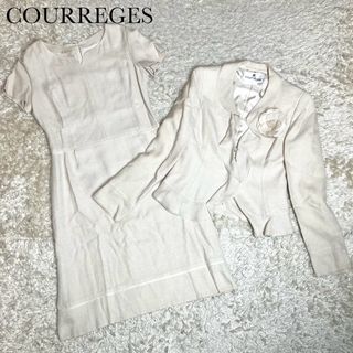 クレージュ(Courreges)のクレージュ　セットアップ　ワンピース　セレモニースーツ　コサージュ　ロゴボタン(スーツ)