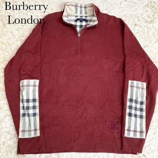 BURBERRY - 【美品】バーバリー　ハーフジップトレーナー　ノバチェック　XL  刺繍ロゴ