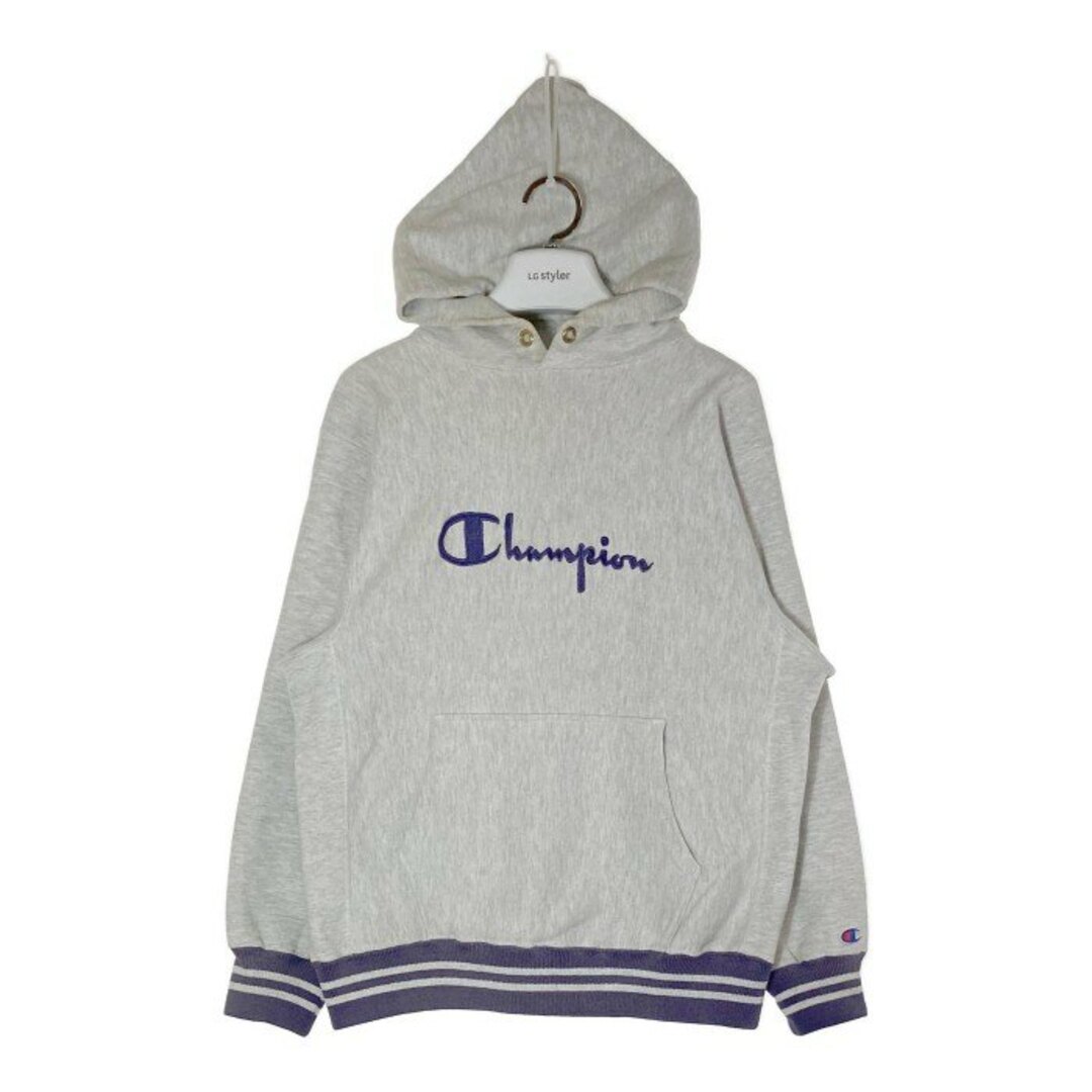 Champion(チャンピオン)の★Champion チャンピオン 90s REVERSE WEAVE リバースウィーブ リブライン 刺繍タグ スウェット トレーナー パープル×グレー sizeL メンズのトップス(スウェット)の商品写真