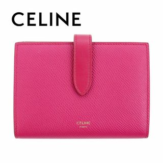 セリーヌ(celine)のセリーヌ 二つ折り財布 ミディアム ストラップ ウォレット ピンク レザー 本革(財布)