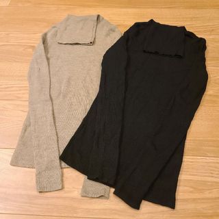 ユニクロ(UNIQLO)のエクストラファインメリノリブタートルネックセーター（長袖）2枚セット(ニット/セーター)