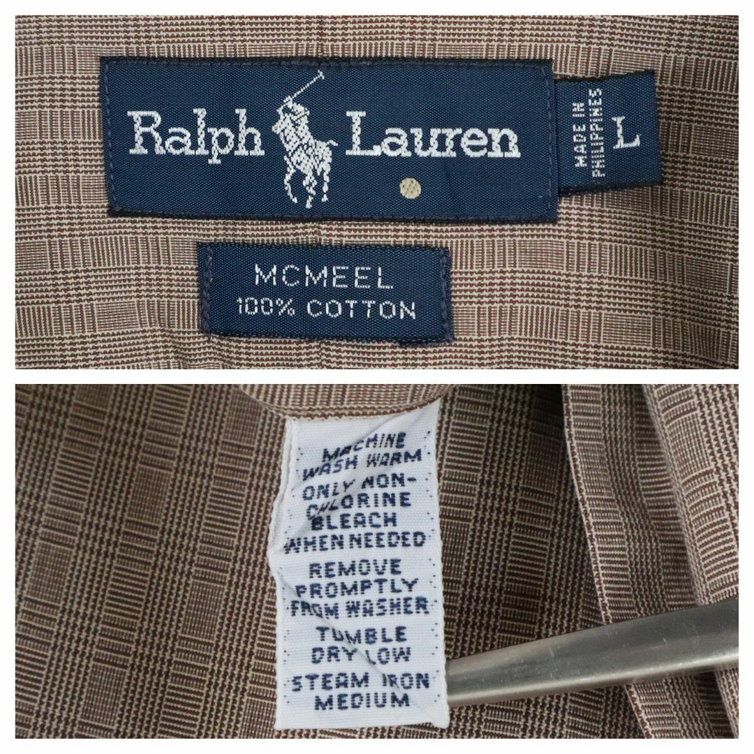 Ralph Lauren(ラルフローレン)の【90s】ラルフローレン／チェックシャツ　MCMEEL　茶色　グレンチェック メンズのトップス(シャツ)の商品写真