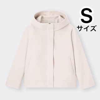 GU - 【GU】ニットメルトンショートフーディーコート NATURAL