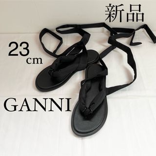 GANNI ガニー　フラットサンダル　ブラック　23cm(サンダル)