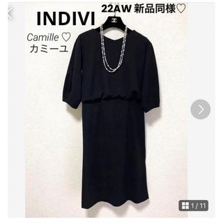 インディヴィ(INDIVI)の大人気♪22AW洗える／スタイルアップ【新品同様】インディヴィ ワンピース(ロングワンピース/マキシワンピース)