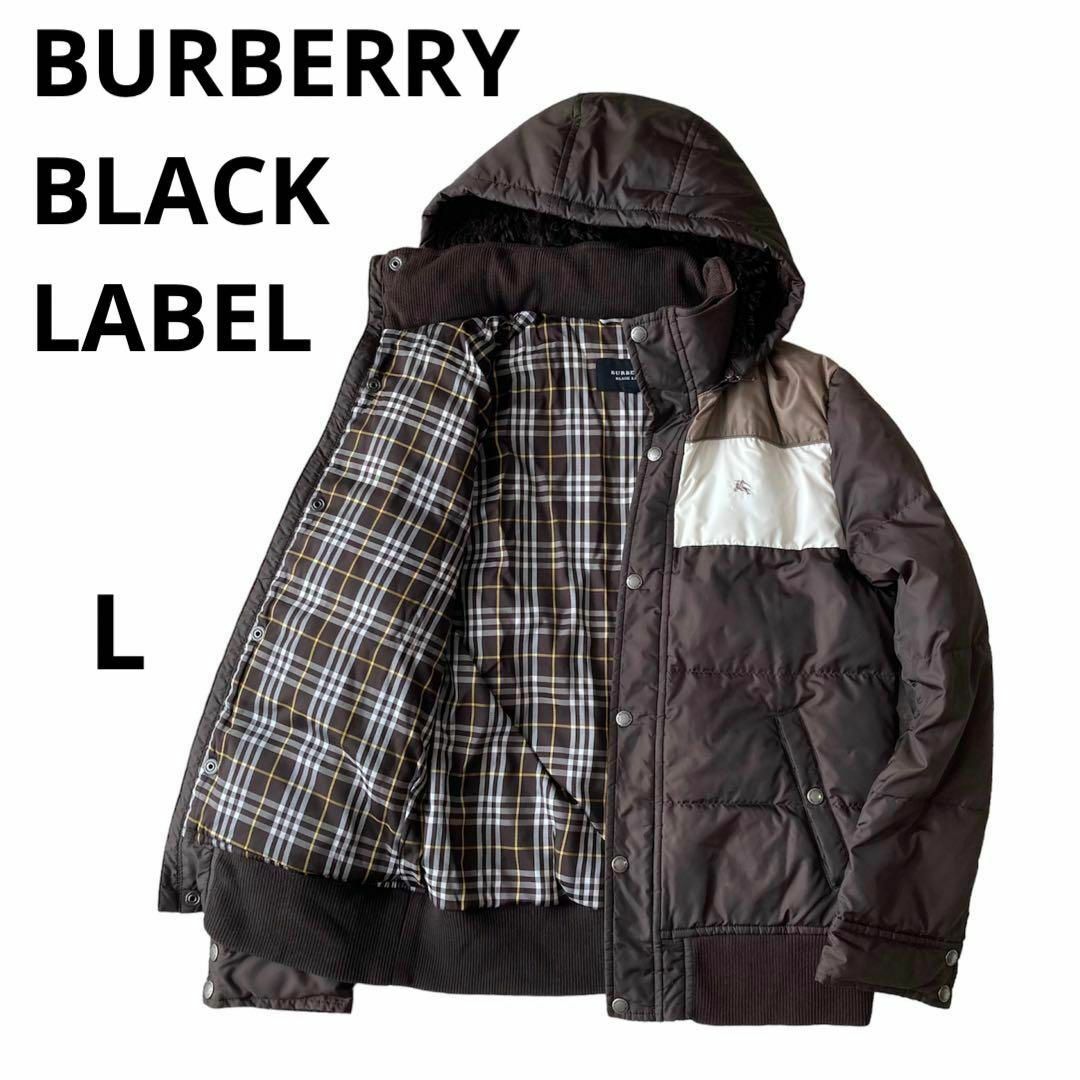 BURBERRY BLACK LABEL(バーバリーブラックレーベル)の美品★バーバリーブラックレーベル★ダウンジャケット★刺繍★ノバチェック柄★L メンズのジャケット/アウター(ダウンジャケット)の商品写真