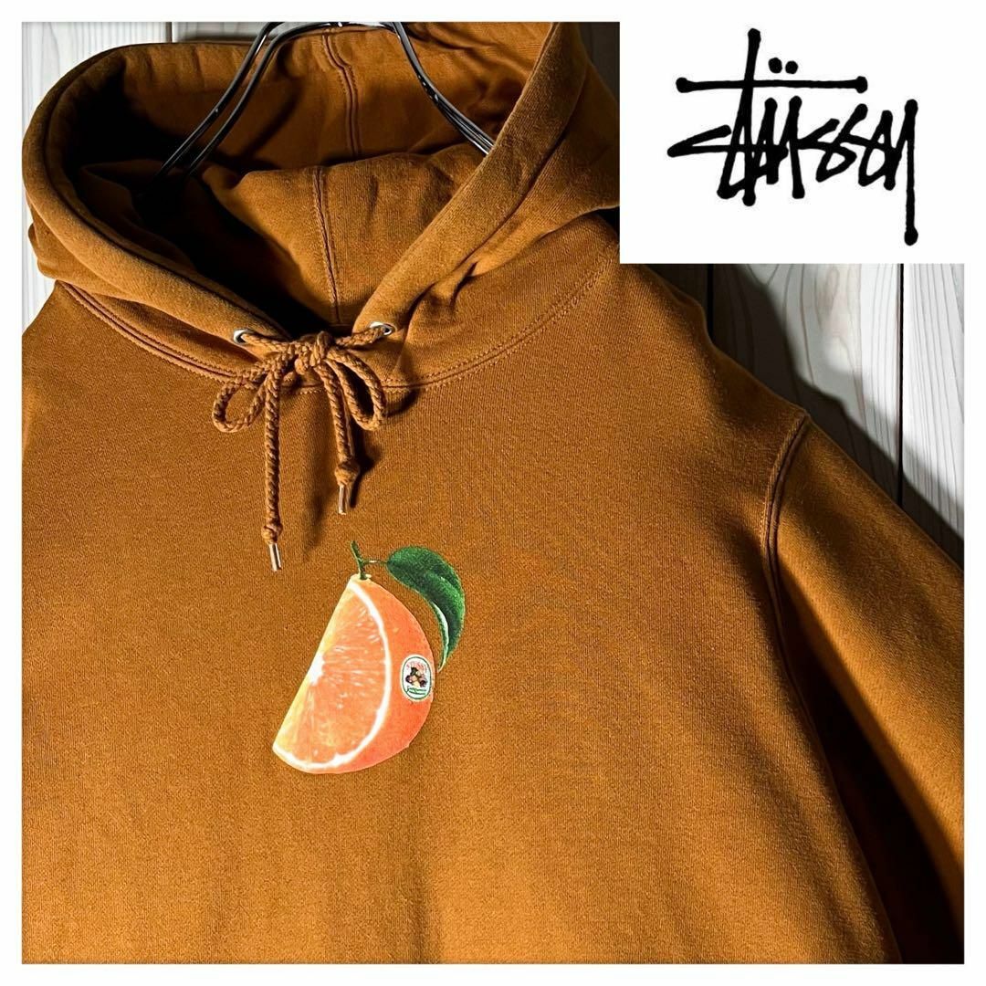 STUSSY(ステューシー)の【良品 レアデザイン M】ステューシー オレンジ フルーツ スウェット パーカー メンズのトップス(パーカー)の商品写真