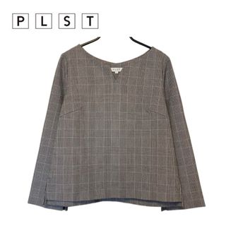 プラステ(PLST)の【美品】PLSTウォームリザーブボクシーブラウス キーネック S グレンチェック(シャツ/ブラウス(長袖/七分))