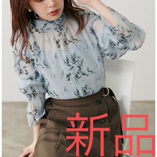 ナチュラルクチュール(natural couture)の新品　ナチュラルクチュール　シアー　花柄　ボータイ　ブラウス　前後　2WAY(シャツ/ブラウス(長袖/七分))