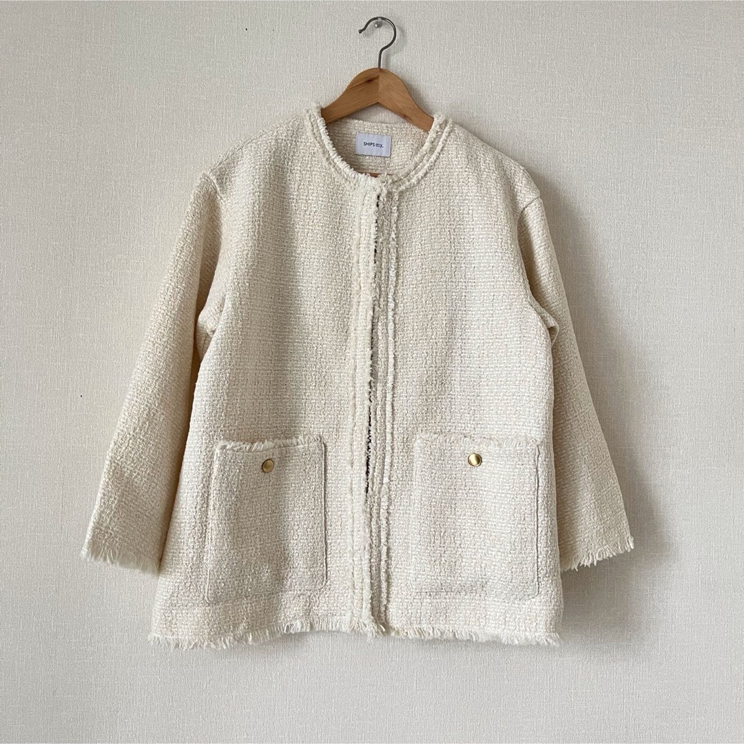 まとめ買いでお得 SHIPS for women - SHIPSany ツイードノーカラーオーバー ジャケット・アウター