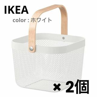 イケア(IKEA)の【新品】IKEAバスケット リーサトルプ ホワイト 2個(バスケット/かご)