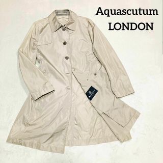 AQUA SCUTUM - 現行タグ　Aquascutum　ステンカラー　スプリング　コート　アイボリー　白