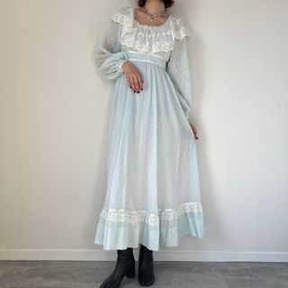 ガニーサックス(GUNNE SAX)の古着 70年代 ガンネサックス GUNNE SAX Jessica マキシ丈 長袖 フレア ワンピース USA製 レディースM ヴィンテージ /eva001382(その他)