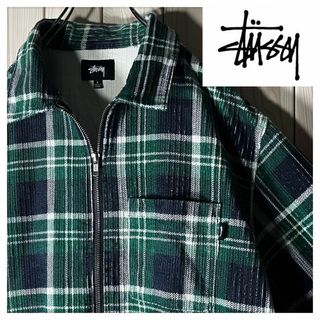 STUSSY - 【良品 L】ステューシー 刺繍 タブロゴ ビッグ ウェール チェック シャツ