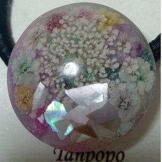 ヘアゴム ハンドメイド レジン  かすみ草 レースフラワー L★ ピンク色系(ヘアアクセサリー)