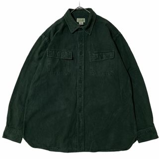 エルエルビーン(L.L.Bean)のL.L.Bean 長袖シャツ 無地グリーン 両胸ポケット US古着r74①(シャツ)