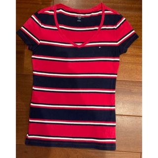 TOMMY HILFIGER - 【美品】トミーフィルフィガー　Tシャツ　ストライプ　赤　ネイビー　白