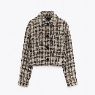 ザラ(ZARA)のZARA シャツジャケット パッチポケット チェック ツイード アウター(その他)