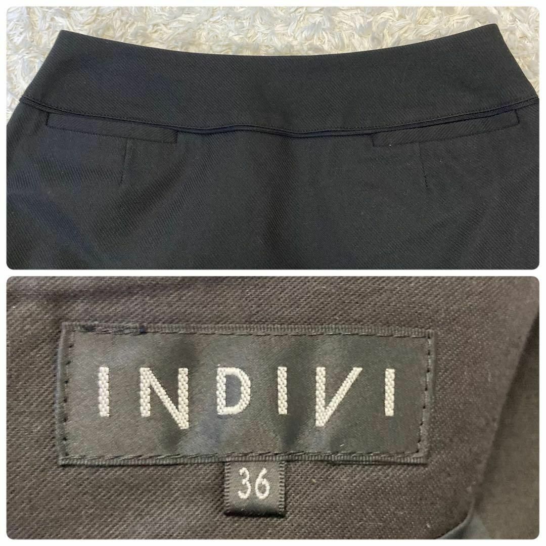 INDIVI(インディヴィ)の◎良品★インディヴィ★スカートスーツセットアップ★黒★日本製★38&36 レディースのフォーマル/ドレス(スーツ)の商品写真