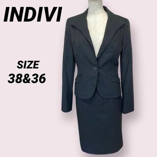 インディヴィ(INDIVI)の◎良品★インディヴィ★スカートスーツセットアップ★黒★日本製★38&36(スーツ)