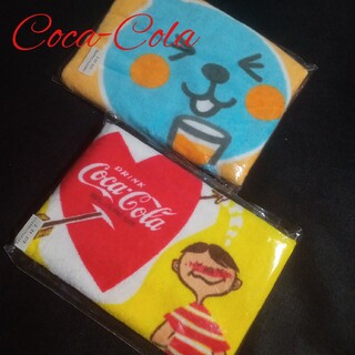 コカコーラ(コカ・コーラ)のCoca-Cola  コカコーラレトロデザイン  Qooデザイン フェイスタオル(ノベルティグッズ)