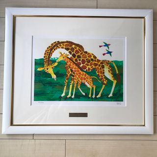 エリックカール(ERIC CARLE)のLa Famille par エリック カール リトグラフ キリン【額装】(絵画/タペストリー)