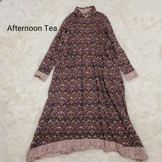 アフタヌーンティー(AfternoonTea)の美品 アフタヌーンティー ロングワンピース 花柄 リバティ柄 総柄 M(ロングワンピース/マキシワンピース)