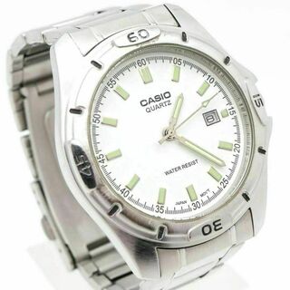 カシオ(CASIO)の《希少》CASIO 腕時計 ホワイト デイト クォーツ メンズ 畜光 t(腕時計(アナログ))
