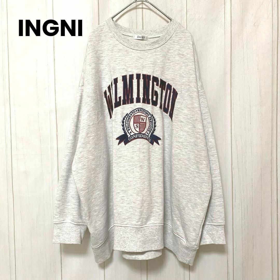 INGNI(イング)のst660 INGNI イング トレーナー プルオーバー トップス シンプル刺繍 メンズのトップス(Tシャツ/カットソー(七分/長袖))の商品写真