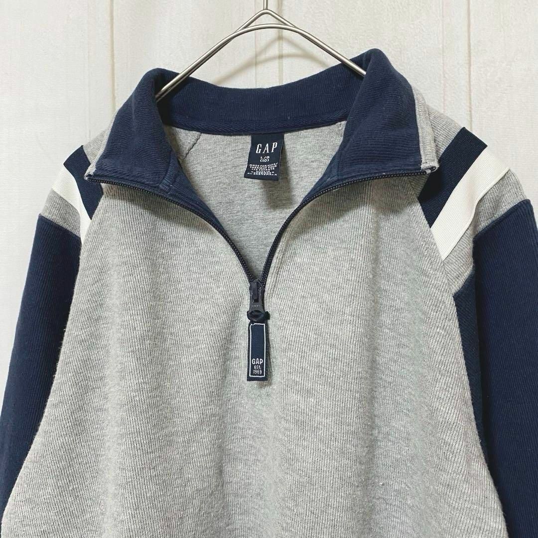 GAP(ギャップ)のst661 GAP トップス バイカラー グレー×青みネイビー 綿100% レディースのトップス(カットソー(長袖/七分))の商品写真