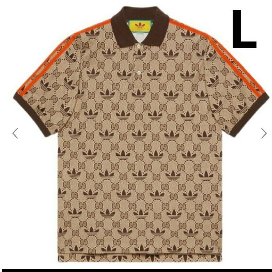 Gucci(グッチ)のADIDAS X GUCCI コラボ GG トレフォイル ポロシャツ ロゴ L メンズのトップス(ポロシャツ)の商品写真