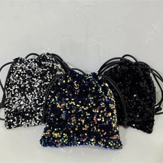 ザラ(ZARA)のbibiy zara スパンコール巾着ショルダーバッグ 2way キラキラ 軽量(ショルダーバッグ)