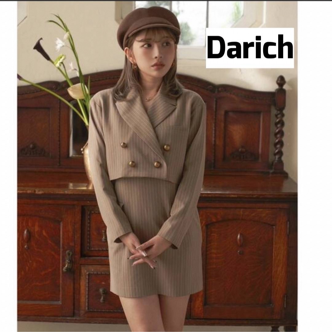 Darich(ダーリッチ)のDarich ダーリッチ ショート丈 ストライプ ジャケット レディースのジャケット/アウター(テーラードジャケット)の商品写真