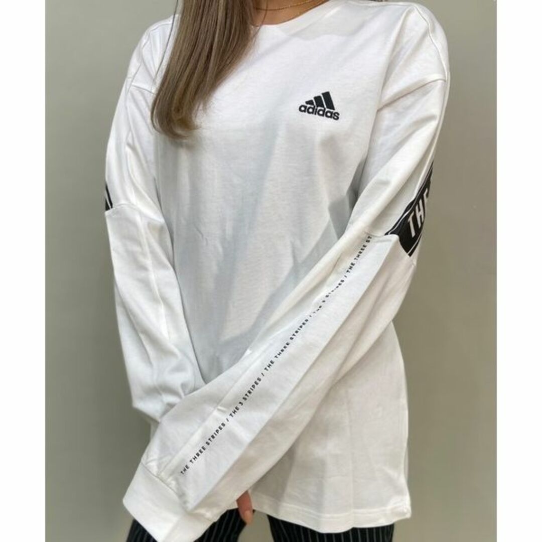 adidas(アディダス)のアディダス XLサイズ ロンT ＆ レギンス セットアップ 新品 白 レディースのトップス(Tシャツ(長袖/七分))の商品写真