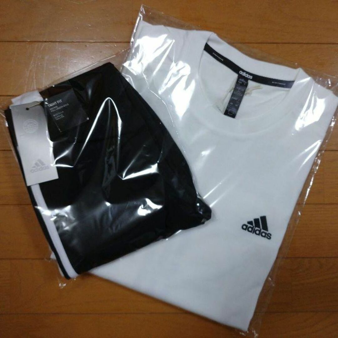 adidas(アディダス)のアディダス Lサイズ ロンT ＆ レギンス セットアップ 新品 白 レディースのトップス(Tシャツ(長袖/七分))の商品写真