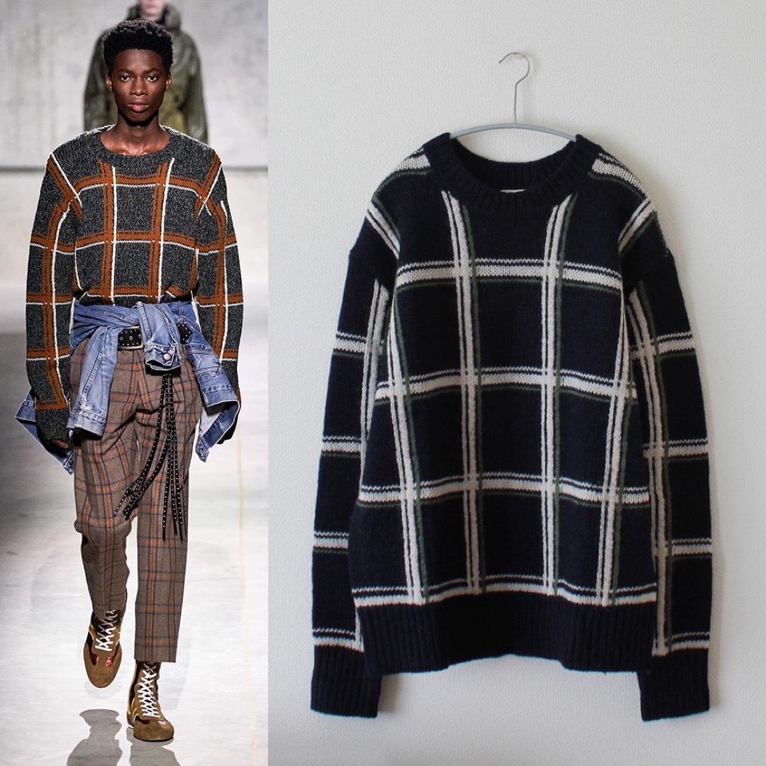 DRIES VAN NOTEN(ドリスヴァンノッテン)のDRIES VAN NOTEN／ドリス／20FW／チェック柄メリノニット メンズのトップス(ニット/セーター)の商品写真