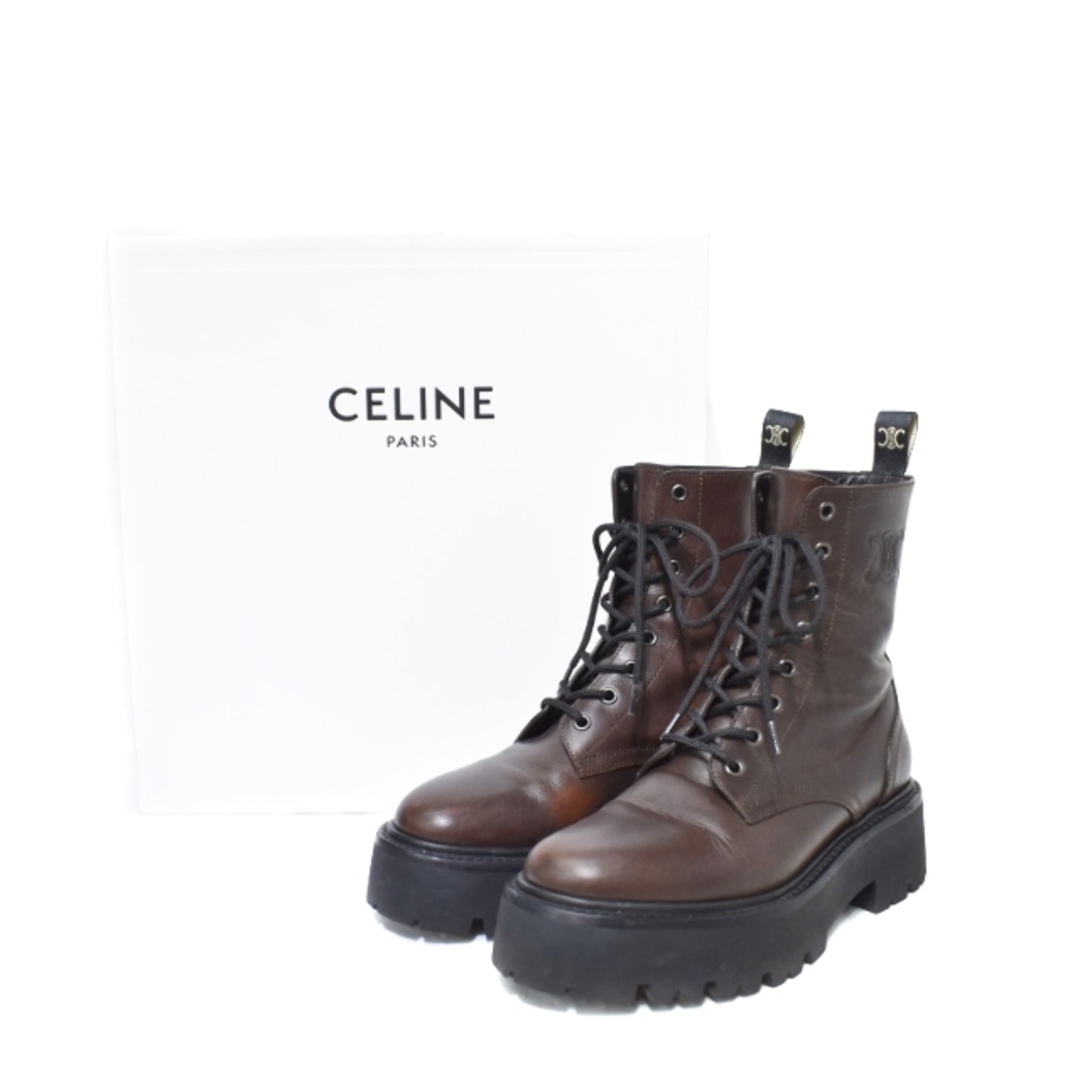 celine(セリーヌ)のセリーヌ バルキー レースアップブーツ レザー トリオンフ 345553952C レディースの靴/シューズ(ブーツ)の商品写真