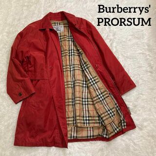 バーバリー(BURBERRY)のBurberrys' PRORSUM　ステンカラー　ロング　コート　ライナー　赤(ステンカラーコート)
