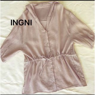 イング(INGNI)のINGNI 楊柳 ドローストリング パーカー ベージュ(シャツ/ブラウス(長袖/七分))