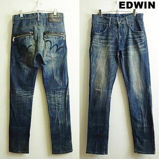 EDWIN - エドウィン　タイトストレートデニム　W80cm　ストレッチ　Wポケット　藍青