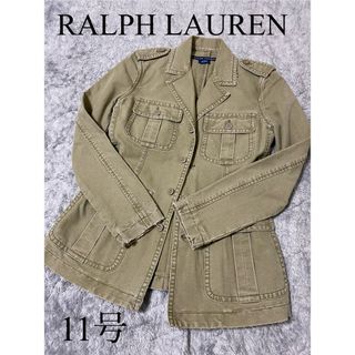 ラルフローレン(Ralph Lauren)の【美品】ラルフローレン　デニムジャケット　カーキ　11号　大きいサイズ　ダメージ(Gジャン/デニムジャケット)