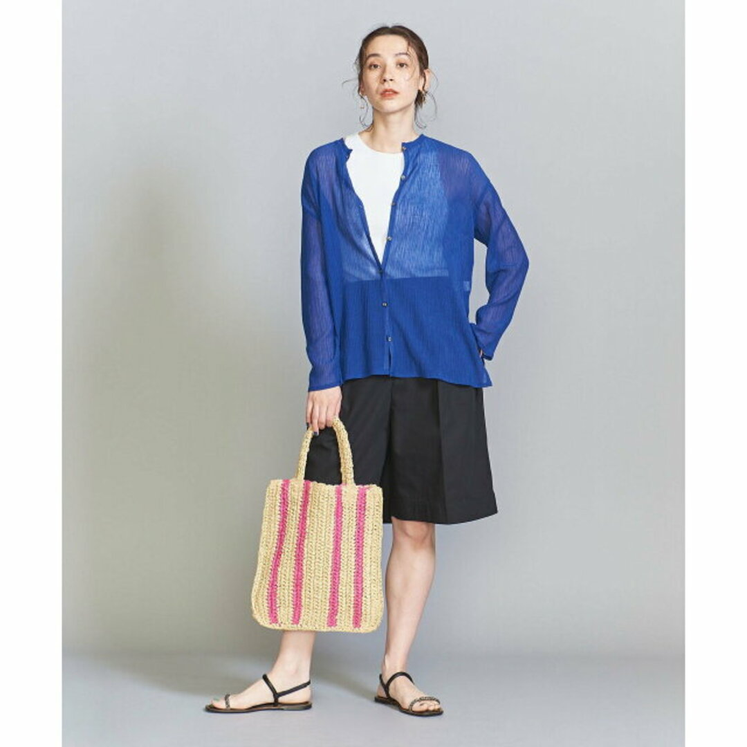 BEAUTY&YOUTH UNITED ARROWS(ビューティアンドユースユナイテッドアローズ)の【PINK】ペーパー ストライプ トートバッグ/かごバッグ レディースのバッグ(かごバッグ/ストローバッグ)の商品写真